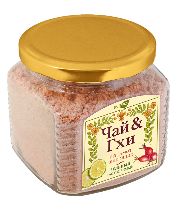 Напиток ГХИ. ЧАЙ & ГХИ. Бергамот-шиповник. Зелёный. Растворимый. 200 г