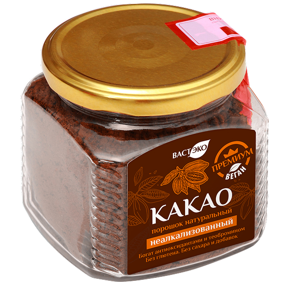 Какао-порошок натуральный НЕАЛКАЛИЗОВАННЫЙ без сахара, 200 г