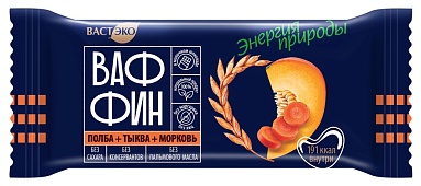 Вафли глазированные "ВАФФИН из Полбы. Морковь с Тыквой в молочном шоколаде. Без сахара", 50 г