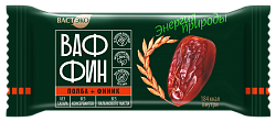 Вафли глазированные "ВАФФИН из Полбы. Финик в темном шоколаде. Без сахара", 50 г