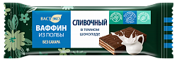 Вафли глазированные темным шоколадом "ВАФФИН из Полбы. Сливочный. Без сахара", 27 г